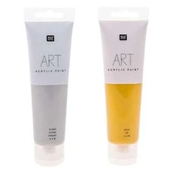 Rico Design 2 Tubes De Peinture Acrylique 100 Ml - Doré-Argenté