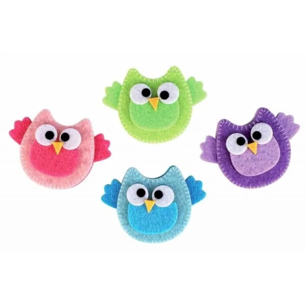 Kit Peinture 5 Stickers Adhésifs En Feutrine Hibou - Ctop 3 Kit Peinture 5 Stickers Adhésifs En Feutrine Hibou - Ctop