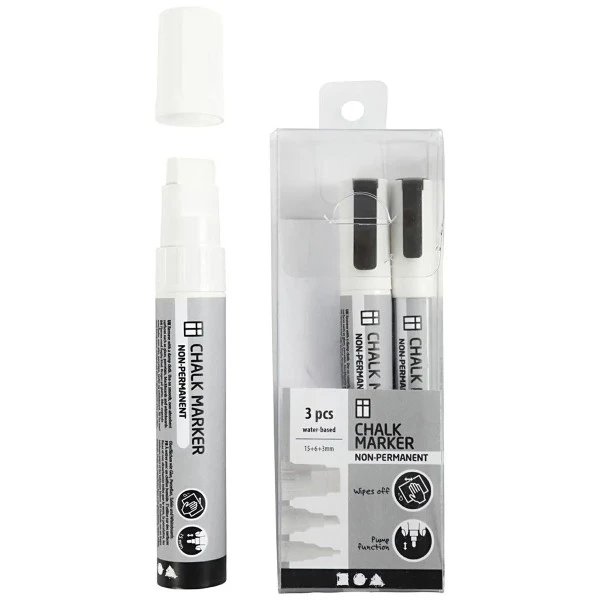Assortiment de feutres à craie - blanc - 3 à 15 mm - 3 pcs Creativ Company Feutre Craie Assortiment De Feutres à Craie - Blanc - 3 à 15 Mm - 3 Pcs -Creavea Shop assortiment de feutres a craie blanc 3 a 15 mm 3 pcs p 2