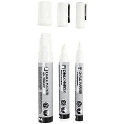 Creativ Company Feutre Craie Assortiment De Feutres à Craie - Blanc - 3 à 15 Mm - 3 Pcs