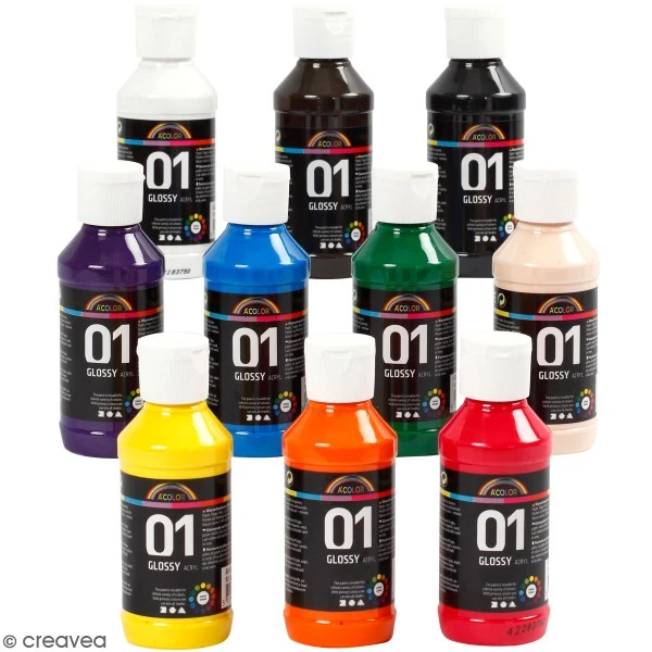 Assortiment de peinture acrylique brillante A-Color - 100 ml - 10 pcs Creativ Company Peinture Acrylique A-Color Assortiment De Peinture Acrylique Brillante A-Color - 100 Ml - 10 Pcs -Creavea Shop assortiment de peinture acrylique brillante a color 100 ml 10 pcs p