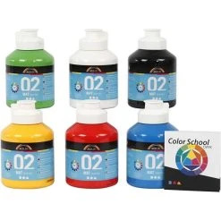 Creativ Company Peinture Acrylique A-Color Assortiment De Peinture Acrylique Mate A-Color - 500 Ml - 6 Pcs