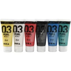 Creativ Company Peinture Acrylique A-Color Assortiment De Peinture Acrylique Perle Métallique A-Color - 6 X 20 Ml
