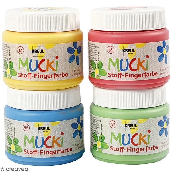 Creativ Company Peinture Au Doigt Textile Assortiment De Peintures à Doigts Pour Textile - 150 Ml - 4 Pcs 3 Creativ Company Peinture Au Doigt Textile Assortiment De Peintures à Doigts Pour Textile - 150 Ml - 4 Pcs