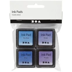 Creativ Company Encreur Séchage Rapide Assortiment De Tampons Encreur - Bleu - 3,5 X 3,5 Cm - 4 Pcs -Creavea Shop assortiment de tampons encreur bleu 35 x 35 cm 4 pcs p 3