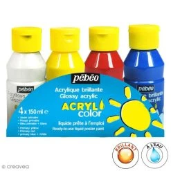 Pébéo Acrylique Enfant Assortiment Peinture Acrylcolor - Classique - 150 Ml - 4 Pcs