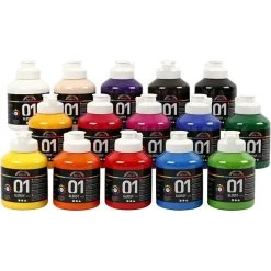 Creativ Company Assortiment Peinture Acrylique Brillante A-Color - 15 X 500 Ml