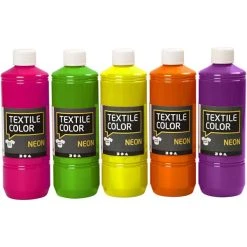 Creativ Company Peinture Tissu Textile Color Assortiment Peinture Textile Fluo - 5 X 500 Ml