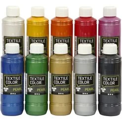 Creativ Company Peinture Acrylique A-Color Assortiment Peinture Textile Métallique - 10 X 250 Ml