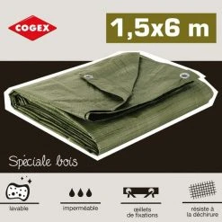 Cogex Accessoires Bombes De Peinture Bâche De Protection - Pour Le Bois - Bûches De Bois - Etanche - 1,5 X 6m -Creavea Shop bache de protection pour le bois buches de bois etanche 15 x 6m p 3