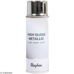 Rayher Peinture Acrylique Spray Bombe De Peinture High Gloss Métallique - Argenté - 200 Ml