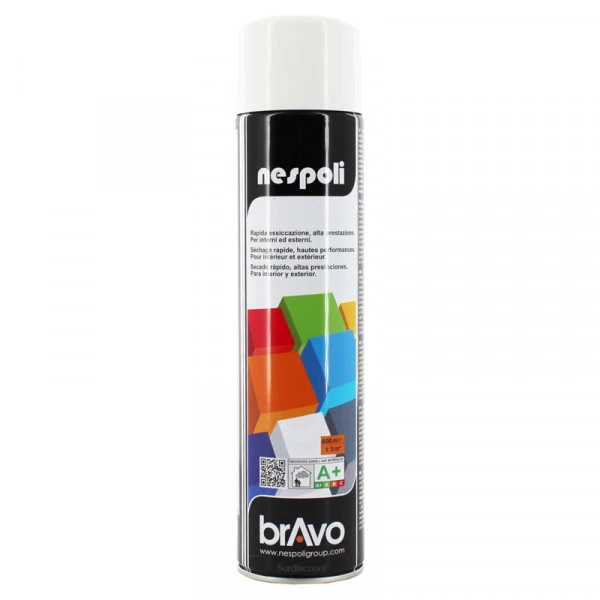 Peinture DecoSpray Bombe De Peinture Professionnelle Nespoli Bravo Blanc Neige RAL 9010 600ml 3 Peinture DecoSpray Bombe De Peinture Professionnelle Nespoli Bravo Blanc Neige RAL 9010 600ml