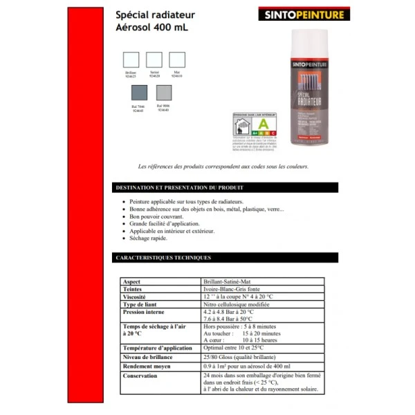 Sinto Ideespray Peinture DecoSpray Bombe De Peinture Radiateur - Blanc Mat - Sinto 6 Sinto Ideespray Peinture DecoSpray Bombe De Peinture Radiateur - Blanc Mat - Sinto – Image 4
