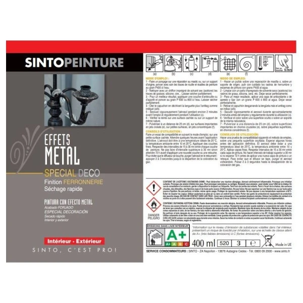 Sinto Ideespray Peinture DecoSpray Bombe De Peinture - Vernis Métal Brillant - Sinto 6 Sinto Ideespray Peinture DecoSpray Bombe De Peinture - Vernis Métal Brillant - Sinto – Image 4