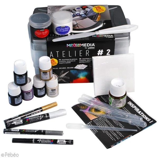 Coffret Atelier Mixed Media N°2 Pébéo - 20 pcs Kit Peinture Coffret Atelier Mixed Media N°2 Pébéo - 20 Pcs -Creavea Shop coffret atelier mixed media n2 pebeo 20 pcs p 2
