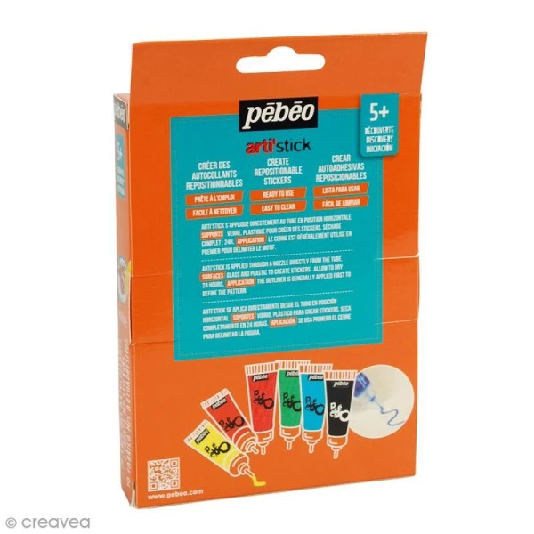 Coffret de peinture pour stickers Arti'stick Pébéo - 6 x 20 ml Kit Peinture Coffret De Peinture Pour Stickers Arti'stick Pébéo - 6 X 20 Ml -Creavea Shop coffret de peinture pour stickers artistick pebeo 6 x 20 ml p 2