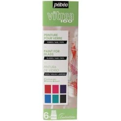 Peinture Verre Coffret D'initiation Pébéo - Peinture Sur Verre - Tons Vifs - 6 X 20 Ml