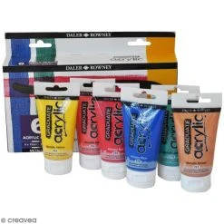 Set Peinture Acrylique Coffret Peinture Acrylique Daler Rowney - Couleurs Métallisées - 6 X 75 Ml