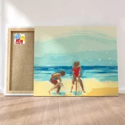 Peinture Par Numéros Peinture Numéro Enfants Jouant Sur La Plage