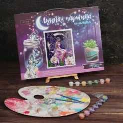 Czech Beads Exclusive Peinture Pailletée Fée De La Lune De La Peinture Par Numéro Kit De Bricolage, Lueur Dans L'Obscurité Ensemble, Paillett -Creavea Shop fee de la lune de la peinture par numero kit de bricolage lueur dans lobscurite ensemble paillett p 3