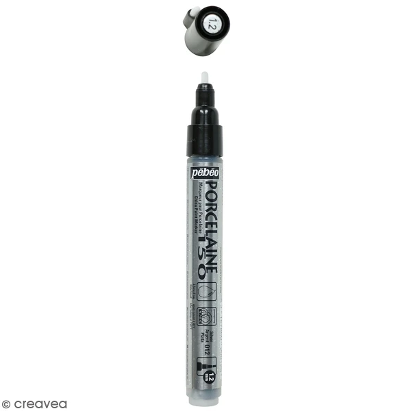 Pébéo Feutre Porcelaine P150 Pointe Fine 1,2 Mm - Argenté 4 Pébéo Feutre Porcelaine P150 Pointe Fine 1,2 Mm - Argenté – Image 2
