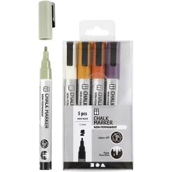 Creativ Company Feutre Craie Feutres Craie - Couleurs Pastel - Pointe Fine - 5 Pcs