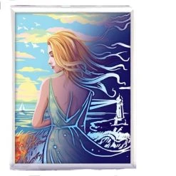 Czech Beads Exclusive Peinture Pailletée Fille De L'Océan De La Mer De Lune Peinture Par Numéro Kit De Bricolage, Lueur Dans L'Obscurité Ense