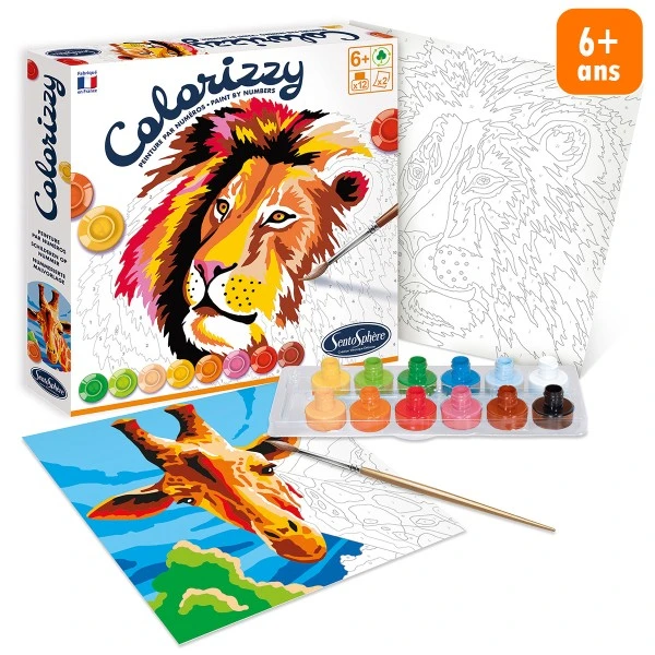 Sentosphère Peinture Numéro Kit Créatif Colorizzy - Peinture Par Numéros - Animaux De La Savane 3 Sentosphère Peinture Numéro Kit Créatif Colorizzy - Peinture Par Numéros - Animaux De La Savane