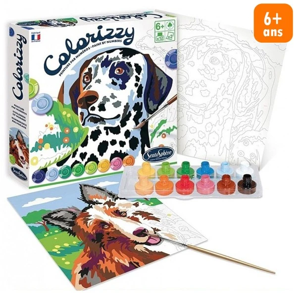 Kit créatif Colorizzy - Peinture par numéros - Chiens Sentosphère Peinture Numéro Kit Créatif Colorizzy - Peinture Par Numéros - Chiens -Creavea Shop kit creatif colorizzy peinture par numeros chiens p