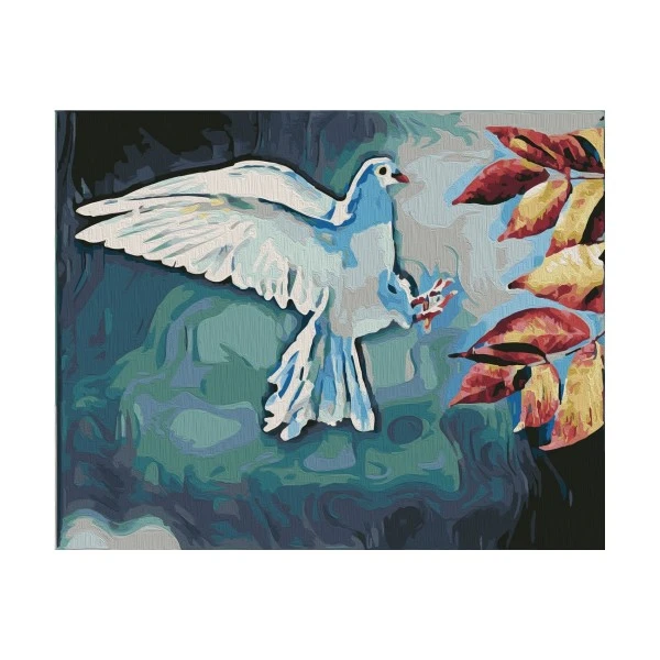 Wizardi Peinture Numéro Kit De Peinture Par Numéros - Colombe Blanche - 40x50 Cm 3 Wizardi Peinture Numéro Kit De Peinture Par Numéros - Colombe Blanche - 40x50 Cm