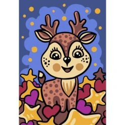 Wizardi Kit Peinture Kit De Peinture Par Numéros. Faon 16,5x13 Cm MINI135