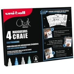 UNI Feutre Craie Liquide Kit Marqueurs Craie Chalk - Couleurs Froides - 4 Pcs