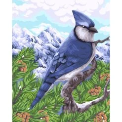 Peinture Numéro Kit Peinture Par Numéros Wizardi Blue Jay 40x50 Cm H106