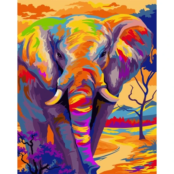 Peinture Numéro Kit Peinture Par Numéros Wizardi Elephant Coloré 40x50 Cm H081 3 Peinture Numéro Kit Peinture Par Numéros Wizardi Elephant Coloré 40x50 Cm H081