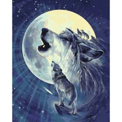 Peinture Numéro Kit Peinture Par Numéros Wizardi Loup Soleil 40x50 Cm T127