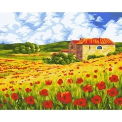 Peinture Numéro Kit Peinture Par Numéros Wizardi Poppy Meadow 40x50 Cm A091