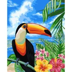 Peinture Numéro Kit Peinture Par Numéros Wizardi Toucan 40x50 Cm H080