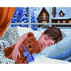 Peinture Numéro Kit Peinture Par Numéros Wizardi Winter Sleep 40x50 Cm L032