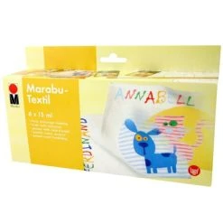 Marabu Kit Peinture Textil Pour Tissus 6 X 15 Ml