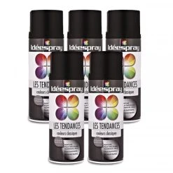 Sinto Ideespray Accessoires Bombes De Peinture Lot 5 Bombes De Peinture - Noir Satiné - Sinto
