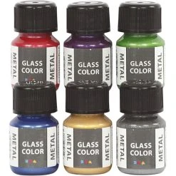 Creativ Company Peinture Verre Lot De Peinture Pour Verre Et Porcelaine Glass Color - Effet Métallisé - 6 X 35 Ml