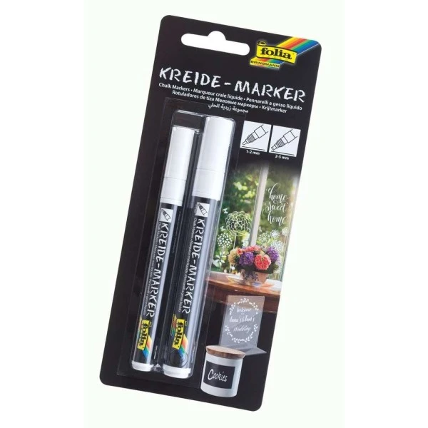 Folia Feutre Craie Marqueur Craie - Set De 2 - Blanc 3 Folia Feutre Craie Marqueur Craie - Set De 2 - Blanc