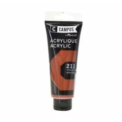Campus Peinture Acrylique 100 Ml - Marron Terre De Sienne Brûlée N°211