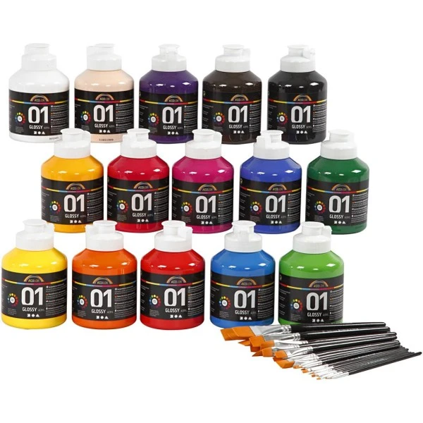 Creativ Company Peinture Acrylique A-Color Brillante, 1 Set, Couleurs Assorties -Creavea Shop peinture acrylique a color brillante 1 set couleurs assorties p