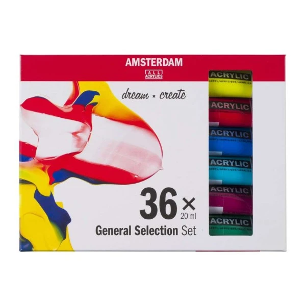 Peinture acrylique "Amsterdam" Général Selection - 36x20 ml Royal Talens Peinture Acrylique "Amsterdam" Général Selection - 36x20 Ml -Creavea Shop peinture acrylique amsterdam general selection 36x20 ml p