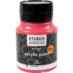 Creativ Company Peinture Acrylique Brillante Peinture Acrylique Creall Studio, Magenta Red (13), Semi Opaque, 500 Ml/ 1 Flacon