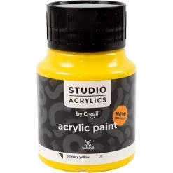 Creativ Company Peinture Acrylique Brillante Peinture Acrylique Creall Studio, Primary Yellow (06), Semi Opaque, 500 Ml/ 1 Flacon