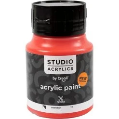 Creativ Company Peinture Acrylique Brillante Peinture Acrylique Creall Studio, Vermillion (10), Semi Opaque, 500 Ml/ 1 Flacon