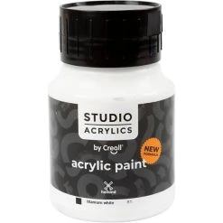 Creativ Company Peinture Acrylique Brillante Peinture Acrylique Creall Studio, White (81), Opaque, 500 Ml/ 1 Flacon