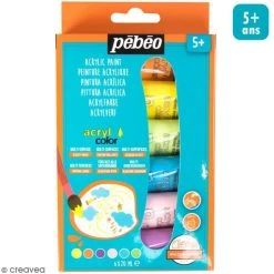 Pébéo Peinture Acrylique Enfant Acrylcolor - Couleurs Pastel -20 Ml - 6 Tubes